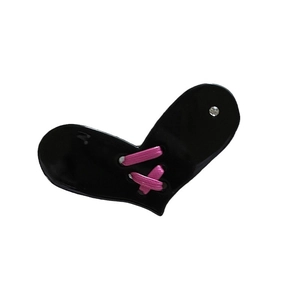Süße herzförmige Haarspange in Schwarz mit rosa gewebtem Schleifenband-Detail