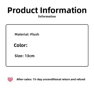 Detailed specification card for plush hazelnut chocolate hair clip, size 13cm material info
