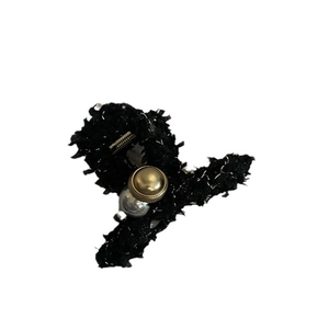 Pince à cheveux élégante en tweed noir et blanc avec bouton doré vintage et perle