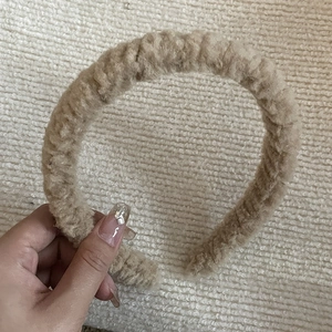 Serre-tête en peluche douce kaki chaud, bandeau en fausse fourrure pour accessoires d'automne