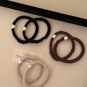 Elastici per Capelli in Tessuto Stile Francese Con Perla Artificial Imitazione Corda per Capelli Minimalista per Donna Ragazza