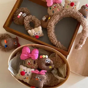 Süße Cartoon Plüsch Haarklammer Und Haargummi Bär Keks Haarband Für Damen Mädchen Lammwolle Haarschmuck Geschenk