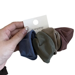 Lot de 4 élastiques à cheveux sans couture bleu foncé, olive et marron pour femmes