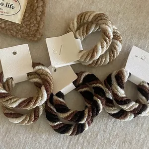 Fashion Braided Hair Ties High Elasticity Twist Hair Rope For Women Earthy Tone Ponytail Holder Commute Headwear Accessories