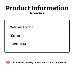 Detail specifications showing high-quality acetate material and 7cm size of the hair clip