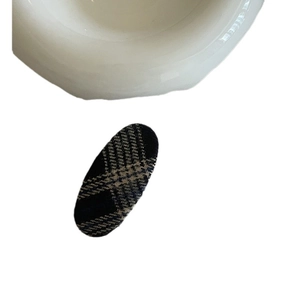 Chic plaid checkered pattern oval hair clip accessory in classic retro British style