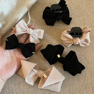Zoete Strik Haarspeld Elegante Wollen Stof Haarklem Voor Dames Meisjes Mode Haaraccessoires Koreaanse Stijl Pony Clip