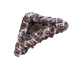 Elegant purple tweed bow hair claw clip with woven fabric texture for women
