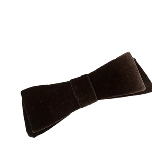 Elegant retro vintage deep brown velvet bow hair clip with refined Hepburn style texture