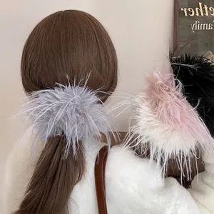 Eleganti Elastici per Capelli Grandi in Peluche e Piume Sintetiche Alta Estetica Morbidi Elastici per Capelli da Donna Ragazza Accessori per Capelli