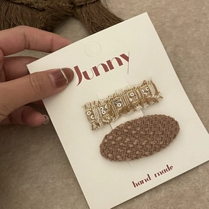 Lot de barrettes mignonnes en tissu à carreaux et motif cœur de style coréen