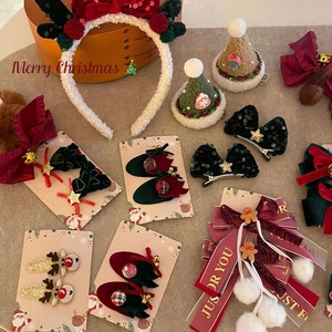 Pinces à Cheveux Noël Serre-tête Peluche Cornes d'Élan Nœud Bonhomme de Pain d'Épice Accessoire Photo Fête Femme Enfant