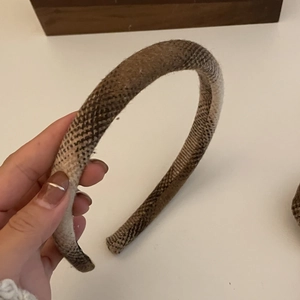 Classic British style plaid headband in brown and beige woven fabric for women