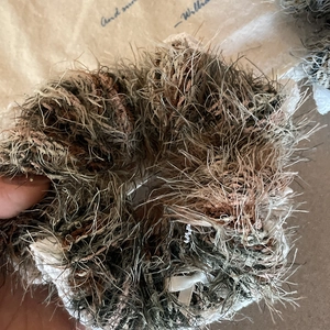Detailed view of high-elastic lace knitted scrunchie with fluffy plush texture