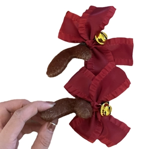 Barrettes à cheveux bois de renne de Noël avec nœuds rouges et cloches pour les fêtes