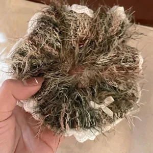 Large Plush Scrunchie For Women Lace Trim Hair Tie With Satin Bow Elastic Hair Band Faux Fur Hair Styling Accessories