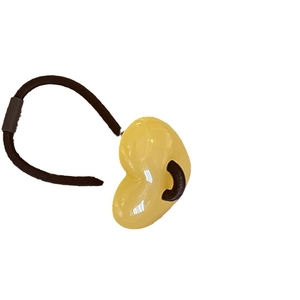 Cute jelly yellow heart resin charm on elastic black hair tie for French style hair styling