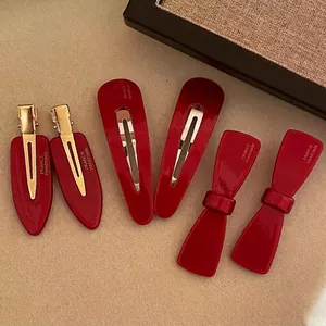 Pince à Cheveux Nœud en Acétate Rouge Vin Vintage Pour Femmes Fait Main Élégant Accessoire de Coiffure Mode Quotidienne