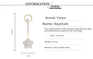 Spécifications de taille du porte-clés étoile dorée serti de cristaux brillants