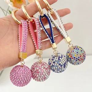 Fashion Rhinestone Ball Keychain High Grade Sparkling Bag Pendant Car Key Ring Accessory For Women Girls Gift