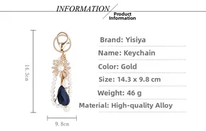 Detail view of sunflower keychain with pearls and dimensions 14.3 x 9.8 cm