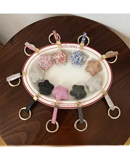 Détails de porte-clés en forme d'étoile avec strass étincelants en plusieurs couleurs