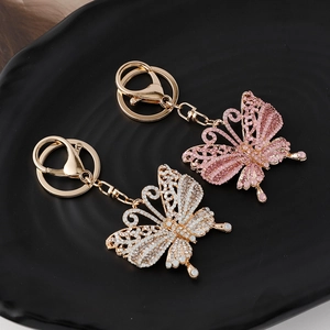 Exquisiter Schmetterling Schlüsselanhänger mit Strasssteinen in Gold für Handtaschen