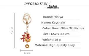 Detail view of Chinese Lucky Toad keychain with dimensions 12.2cm x 3.5cm and alloy material