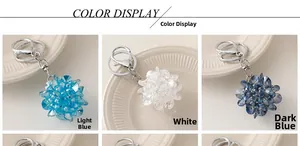 Détails des porte-clés boule de cristal facettée en couleurs bleu et blanc pur