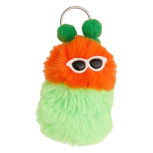 Cute colorful caterpillar plush keychain with sunglasses and silver hook for bags