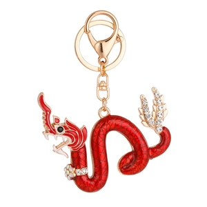 Chinese Dragon Totem Metal Keychain Enamel Rhinestone Bag Charm Pendant Accessory For Men Women Year Of Dragon Zodiac Gift