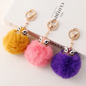 Porte-clés Traditionnel Chinois Danse du Lion avec Pompon en Alliage Incrusté de Strass Boule en Fausse Fourrure pour Sac Femme Filles