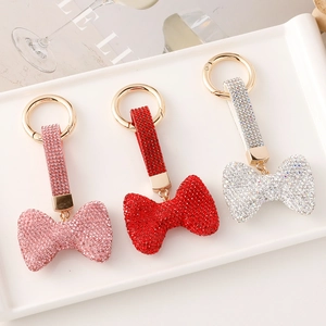 Luxus Strass Schleife Schlüsselanhänger Für Damen Kreative Legierung Eingelegte Kristall Bowknot Tasche Anhänger Auto Schlüsselring Geschenk