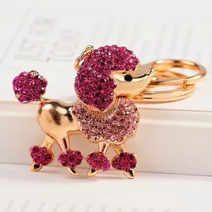 Porte-clés Caniche en Strass Mignon Pendentif de Sac Chien en Alliage Cristal Scintillant de Luxe Accessoire Cadeau pour Femme