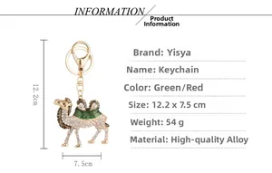 Detailed size specifications for the diamond camel keychain with alloy measurements