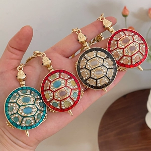 Porte-clés tortue créatifs avec pierres œil de chat et strass en quatre couleurs
