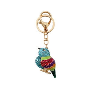 Strass Vogel Eule Schlüsselanhänger Legierung Bunte Emaille Tier Tasche Charme Goldton Papagei Anhänger Für Damen Geschenk