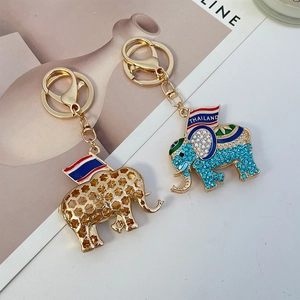 Exquisite Thailand elephant keychain with sparkling rhinestones and lobster clasp for bags