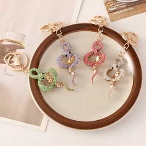 Luxus Strass Schlange Schlüsselanhänger Kristall Legierung Tier Anhänger Tasche Charme Mit Karabinerverschluss Metall Schlüsselring Damen Geschenk