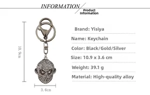 Detail showing the 10.9cm height dimensions and sparkling rhinestones of the Monkey King keychain