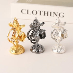 Exquisite metal Sun Wukong Monkey King keychain in gold, silver and gun black finishes