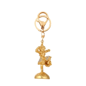 Golden Sun Wukong Monkey King keychain with sparkling rhinestones and lobster clasp link
