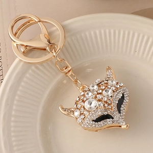 Simpatico Portachiavi a Forma di Testa di Volpe con Strass per Donna Lega d'Oro Ciondolo per Borsa Regalo di Gioielli