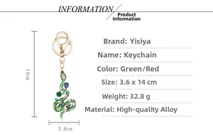 Dimensions détaillées et spécifications du porte-clés serpent en émail et strass