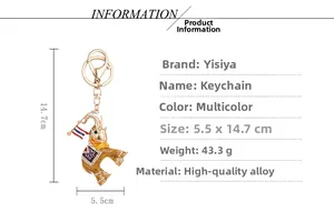 Detailed technical diagram of cartoon elephant keychain with size 14.7cm by 5.5cm