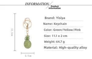 Detailed technical diagram showing 11.1cm pineapple keychain dimensions on white background