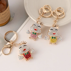 Cartoon Krone Küken Strass Schlüsselanhänger Metall Eingelegt Vogel Schlüsselring Tasche Anhänger Deko Geschenk Für Damen Mädchen