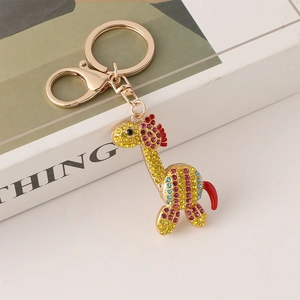 Portachiavi a giraffa con strass colorati e placcatura in oro, ciondolo per borsa