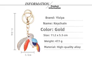 Détails du porte-clés toucan coloré avec dimensions 11,2x5,5cm et spécifications