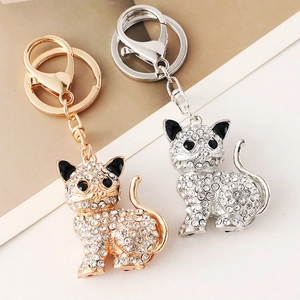 Simpatico Portachiavi a Forma di Gatto in Lega Con Strass Ciondolo per Borsa Animale per Donna Ragazza Regalo Elegante Lucido Kitty Portachiavi